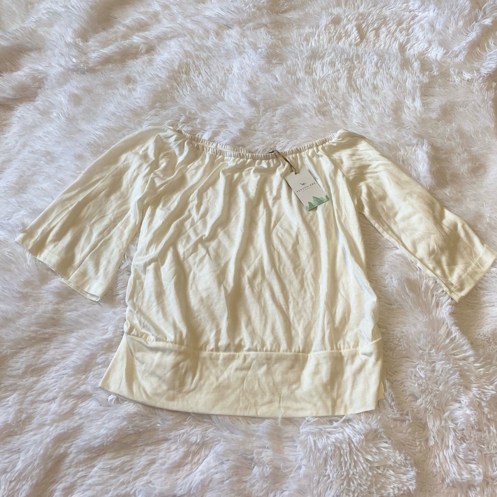 Girls Creme White Off-Shoulder Top